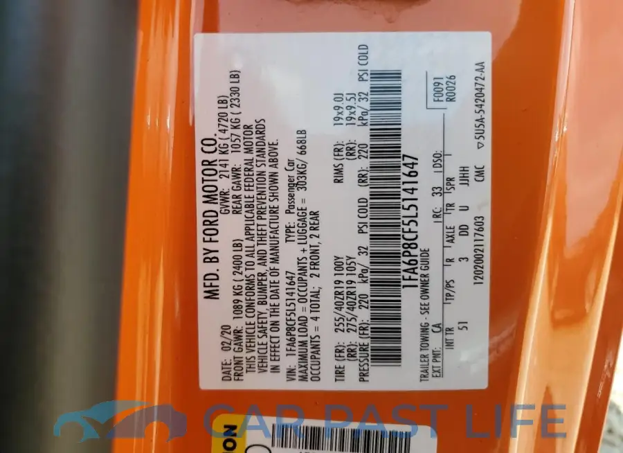 1FA6P8CF5L5141647# 12