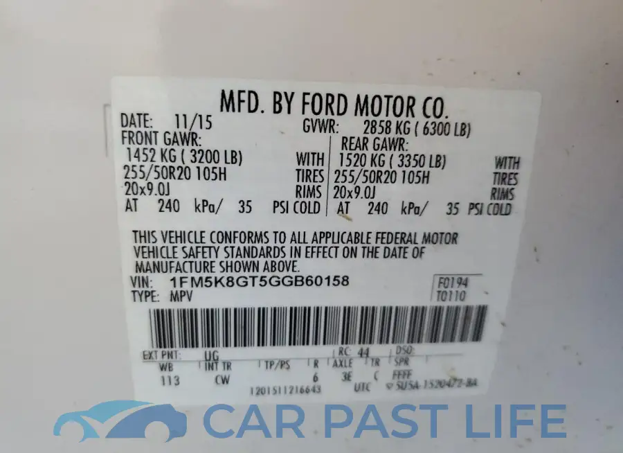 1FM5K8GT5GGB60158# 14