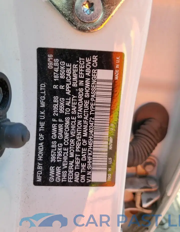 SHHFK7H45HU403472# 13