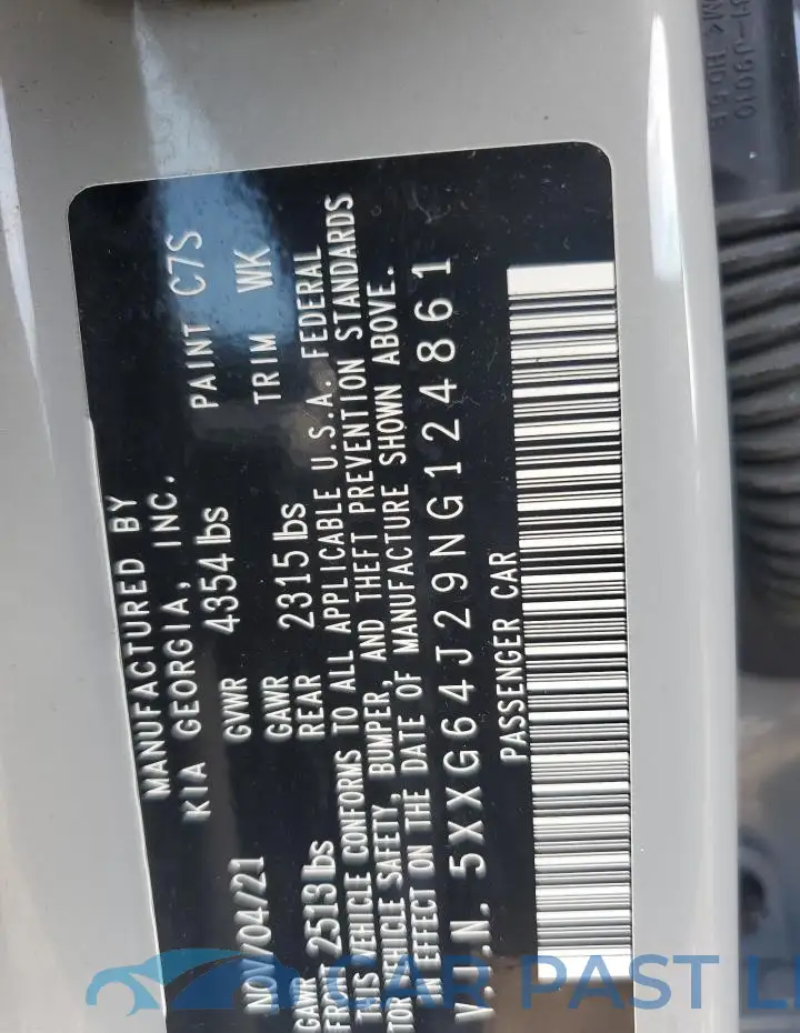 5XXG64J29NG124861# 12
