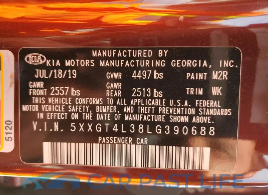 5XXGT4L38LG390688# 12