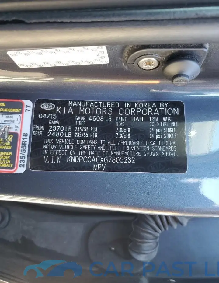 KNDPCCACXG7805232# 14