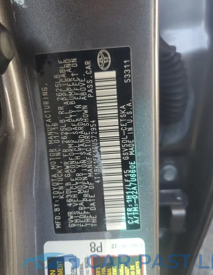 4T1BK1FK1GU572954# 12