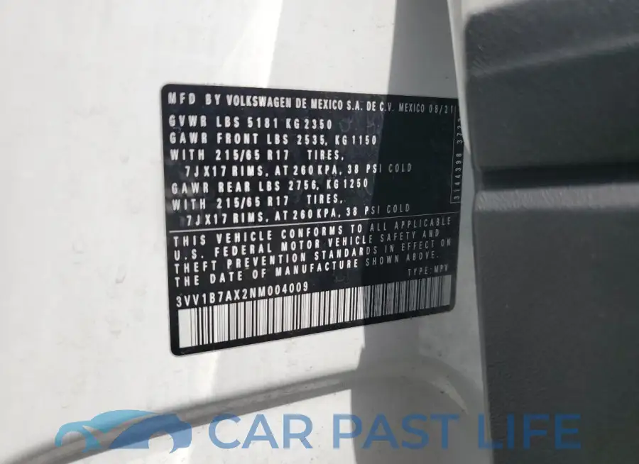 3VV1B7AX2NM004009# 13