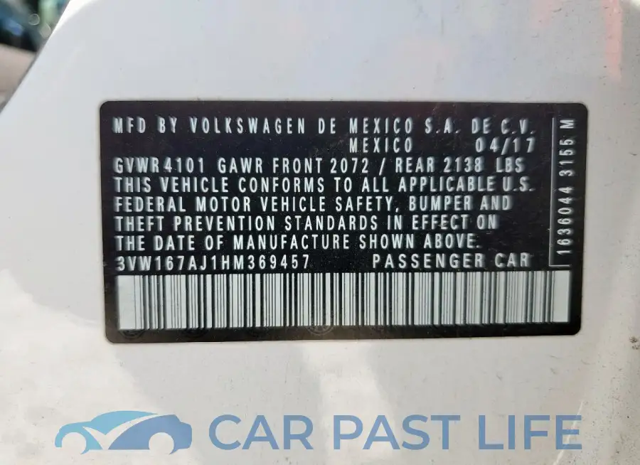 3VW167AJ1HM369457# 12
