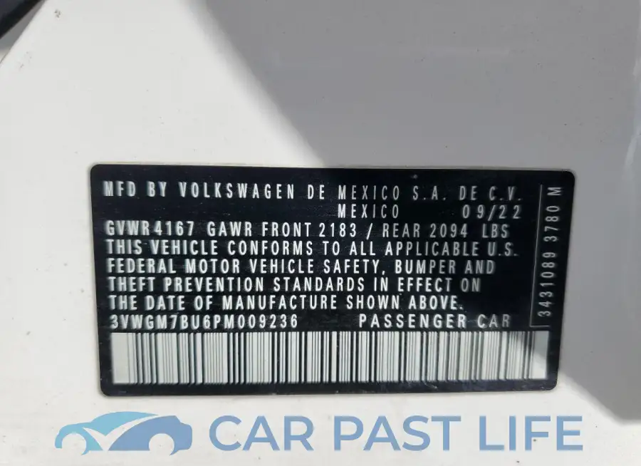 3VWGM7BU6PM009236# 12