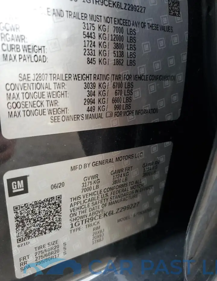 1GTR9CEK6LZ299227# 12