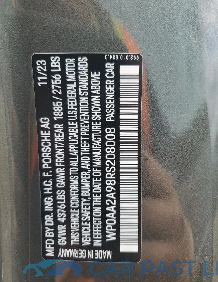 WP0AA2A98RS208008# 12