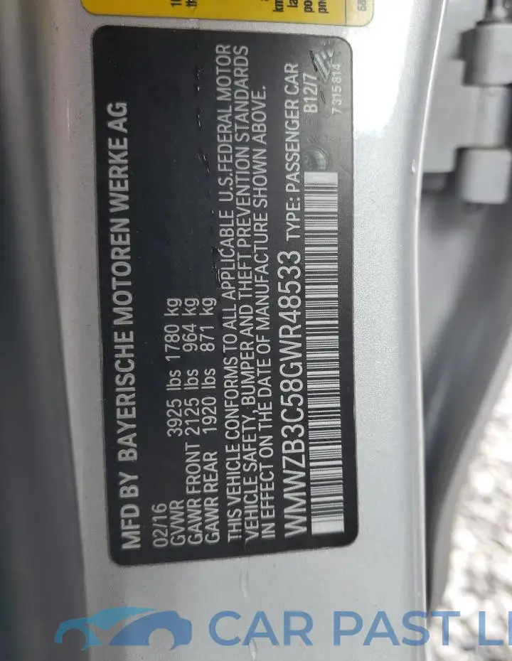 WMWZB3C58GWR48533# 12