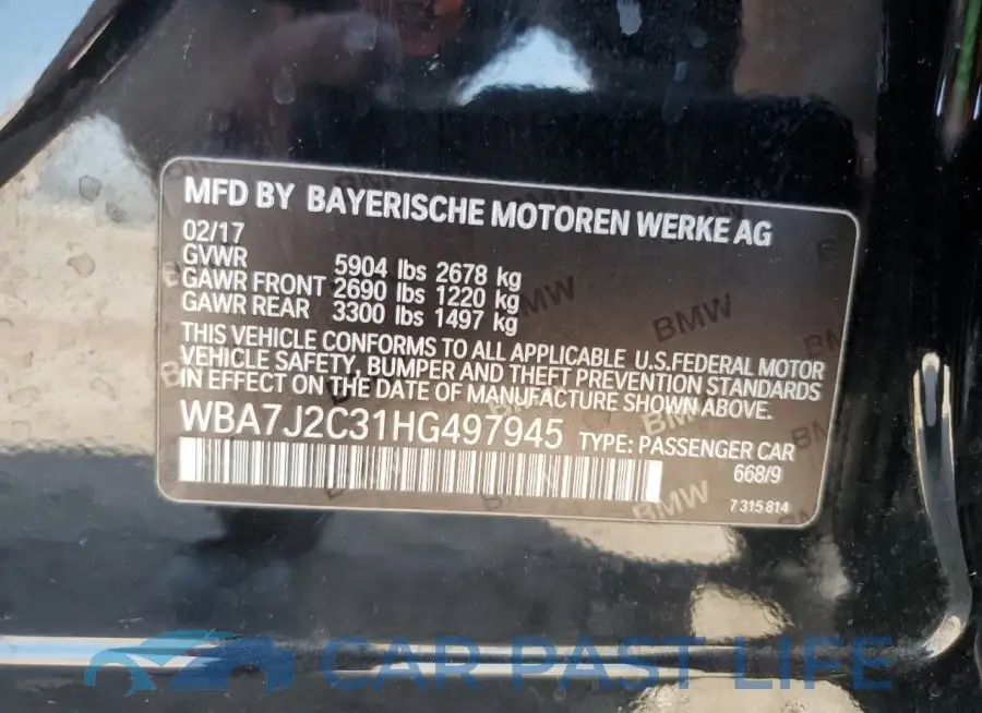 WBA7J2C31HG497945# 13
