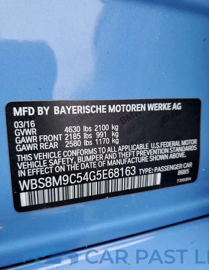 WBS8M9C54G5E68163# 13