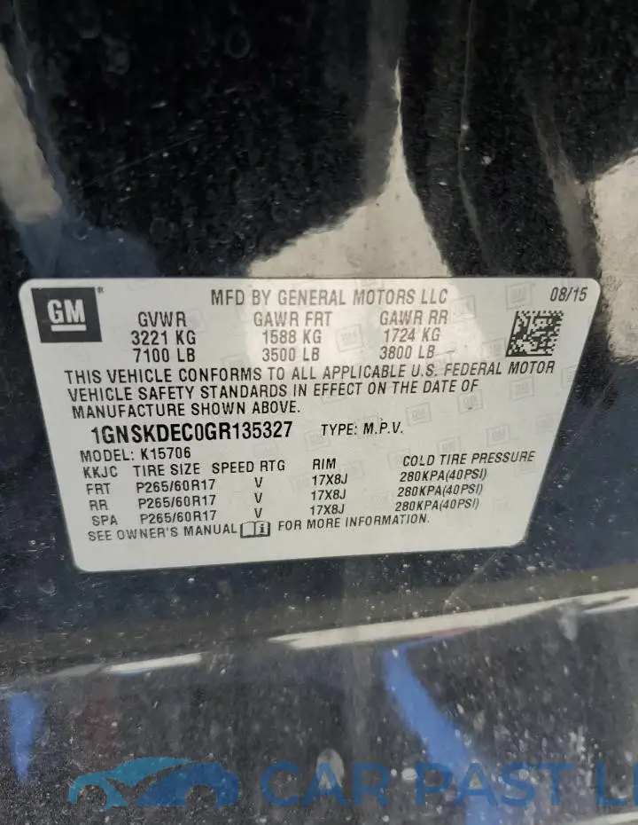 1GNSKDEC0GR135327# 13