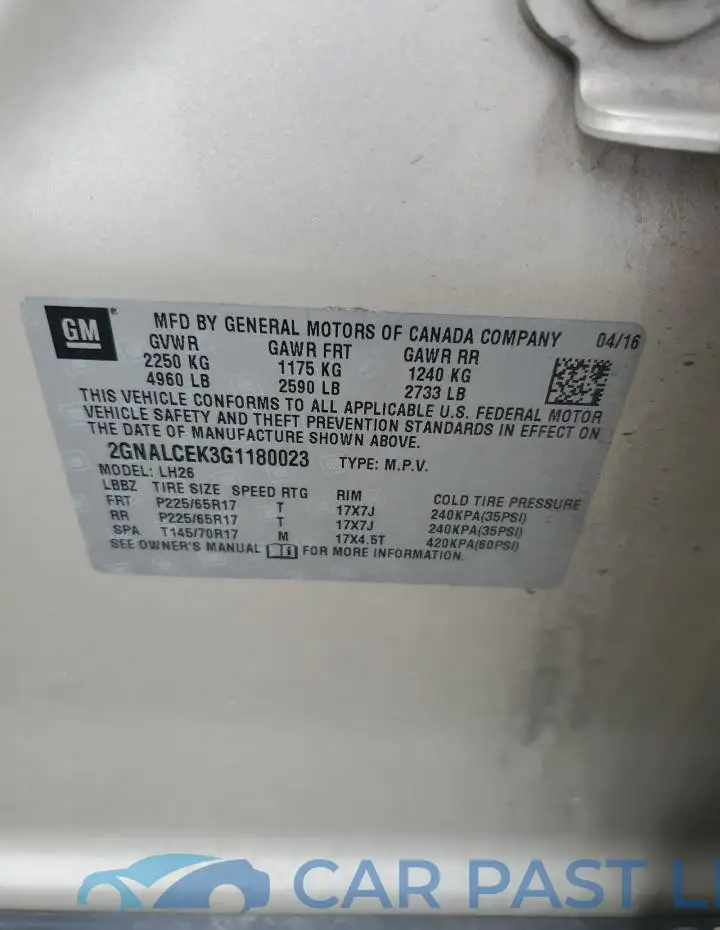 2GNALCEK3G1180023# 13