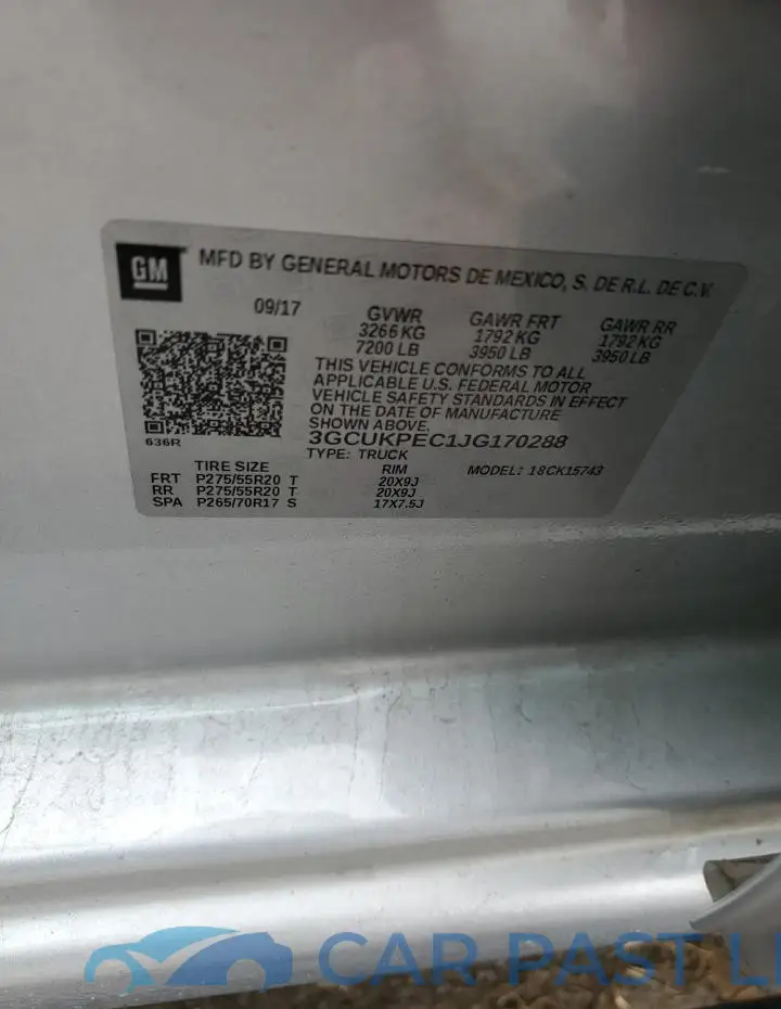 3GCUKPEC1JG170288# 12