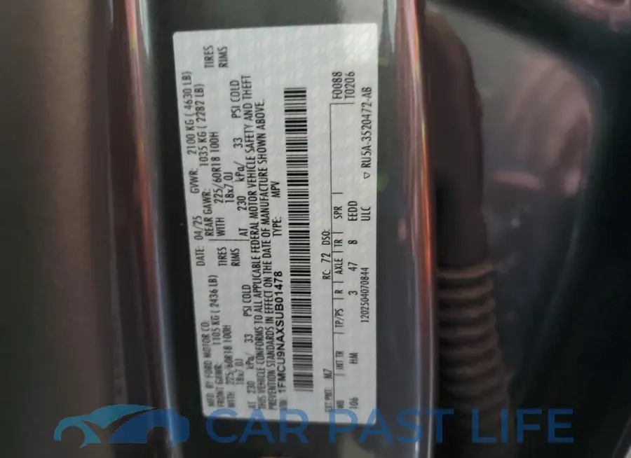 1FMCU9NAXSUB01478# 13