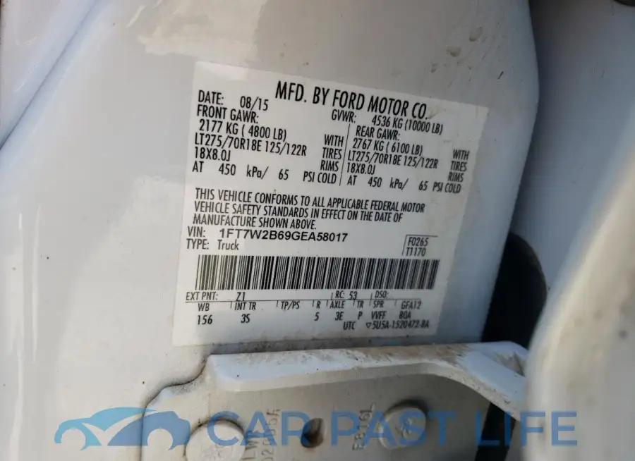 1FT7W2B69GEA58017# 12