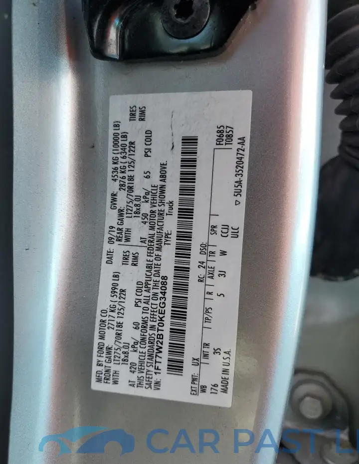 1FT7W2BT0KEG34088# 12