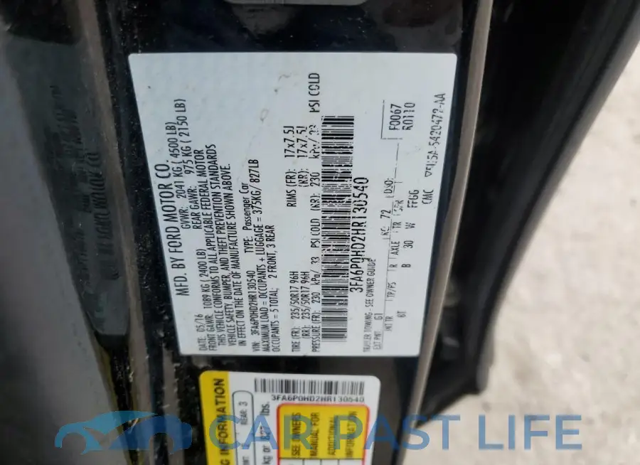 3FA6P0HD2HR130540# 12