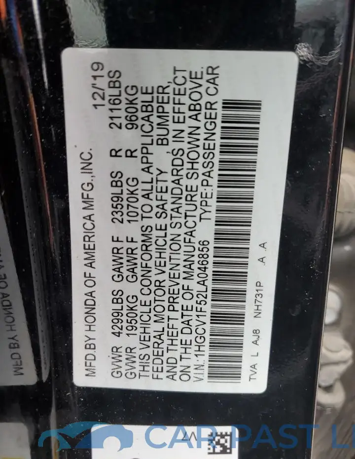 1HGCV1F52LA046856# 12