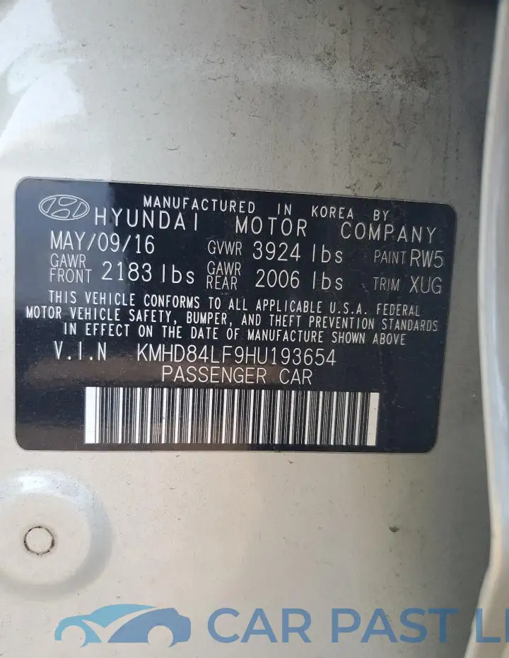 KMHD84LF9HU193654# 12
