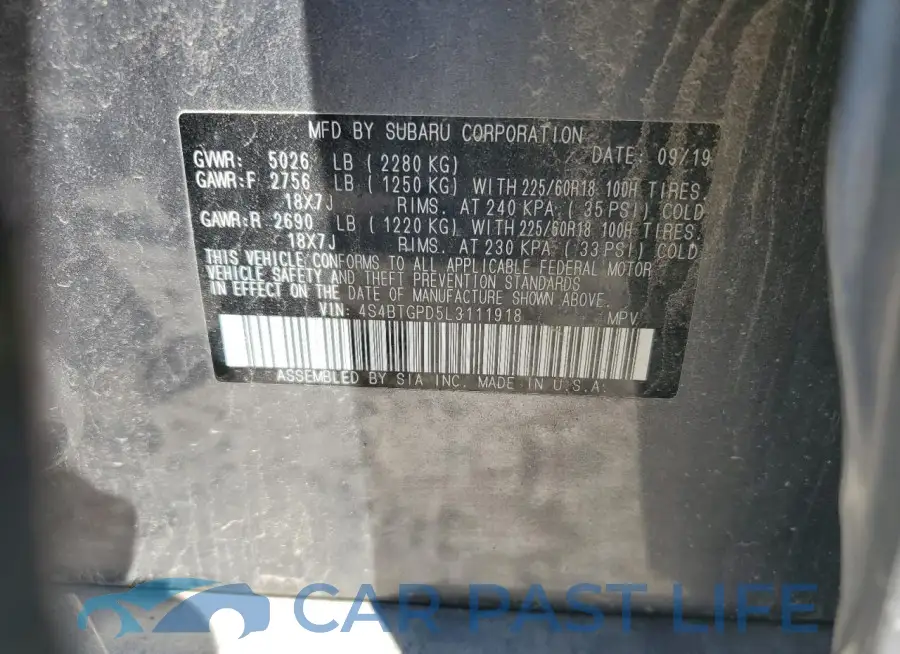 4S4BTGPD5L3111918# 13