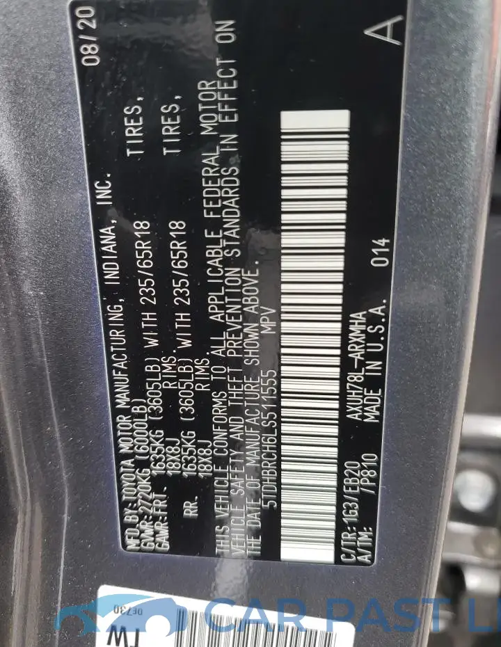 5TDHBRCH6LS511555# 12
