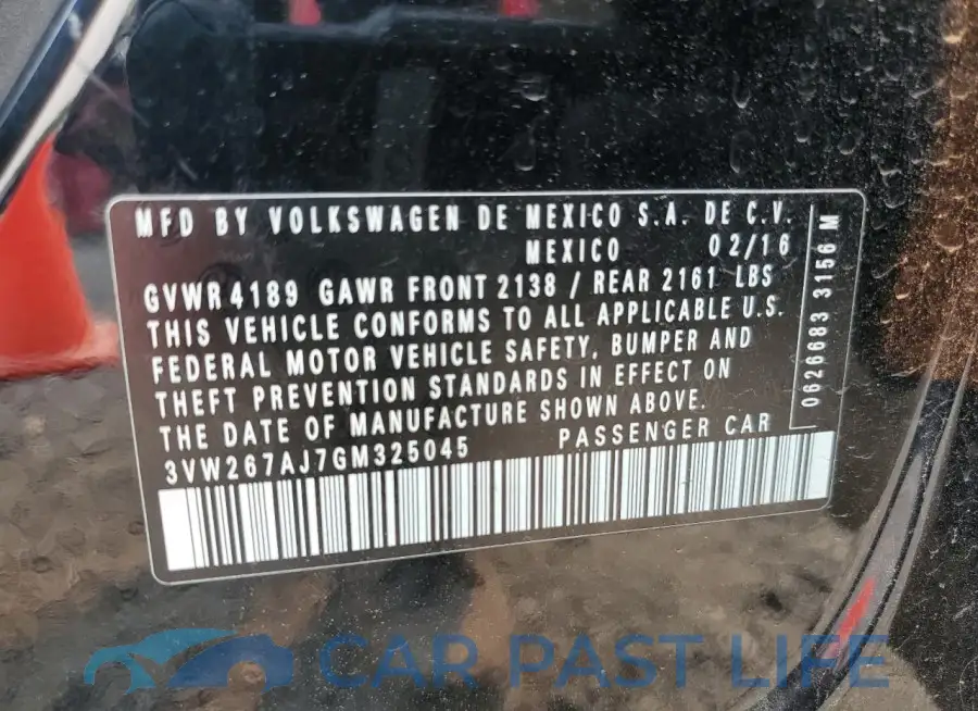 3VW267AJ7GM325045# 12
