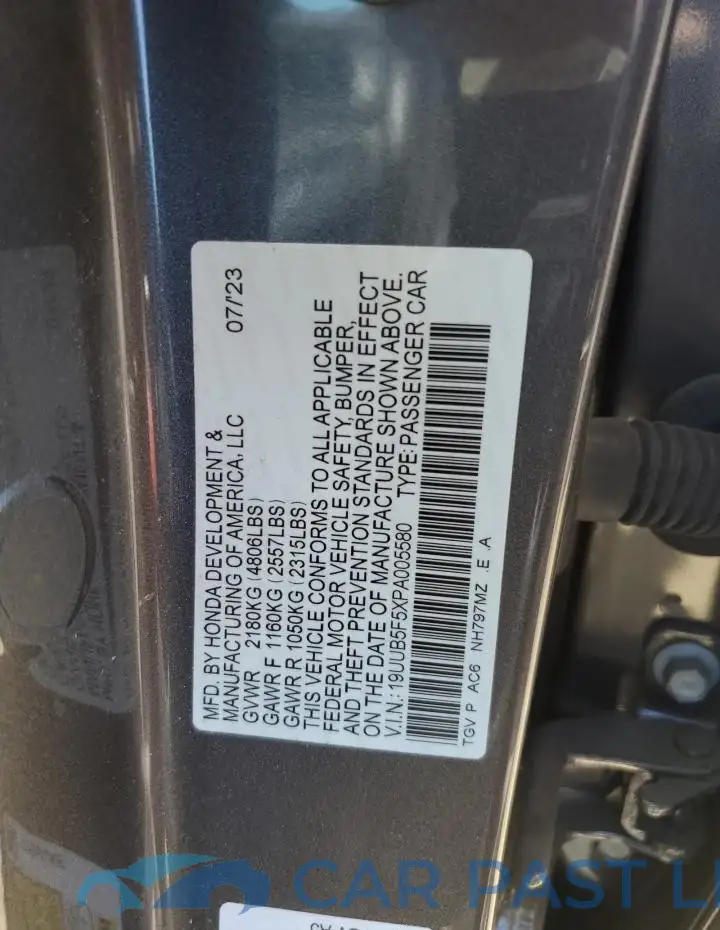 19UUB5F5XPA005580# 12