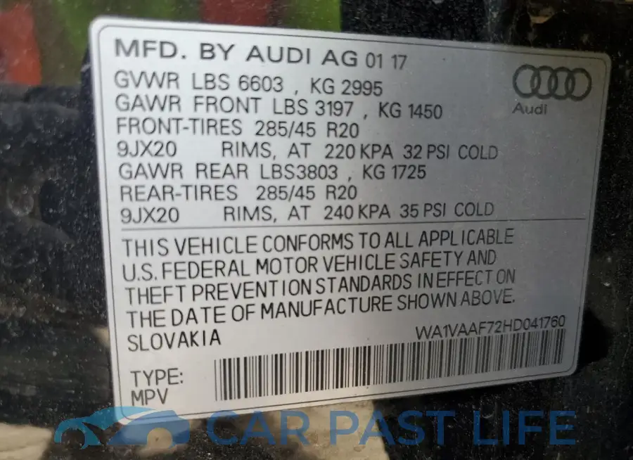 WA1VAAF72HD041760# 13
