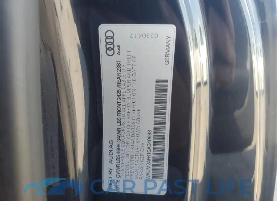 WAUM2AFR1GA040693# 12