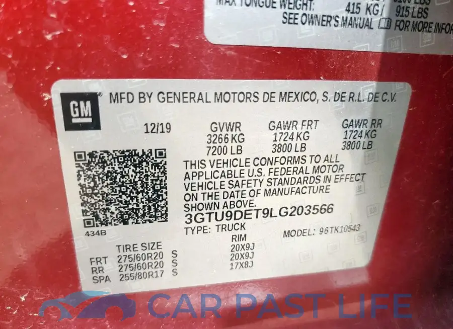 3GTU9DET9LG203566# 12