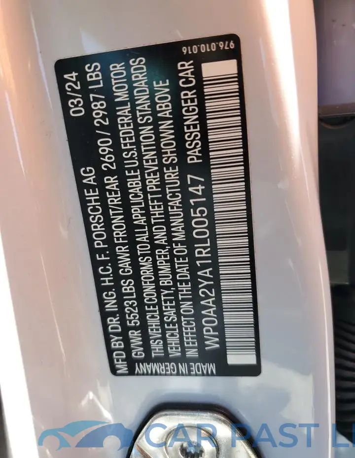 WP0AA2YA1RL005147# 12