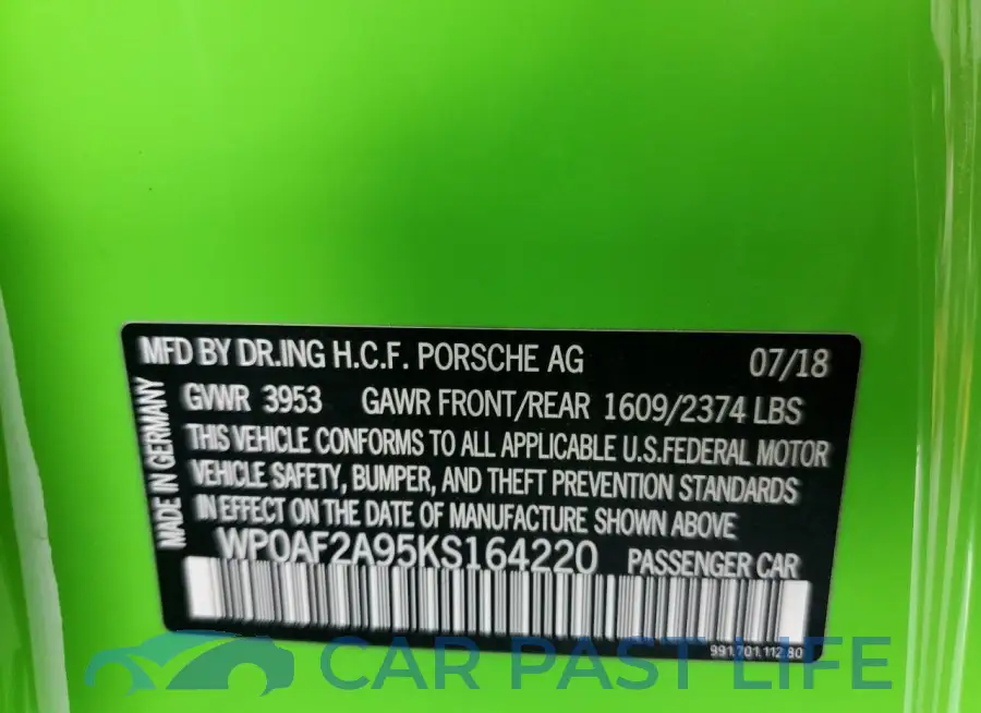 WP0AF2A95KS164220# 12