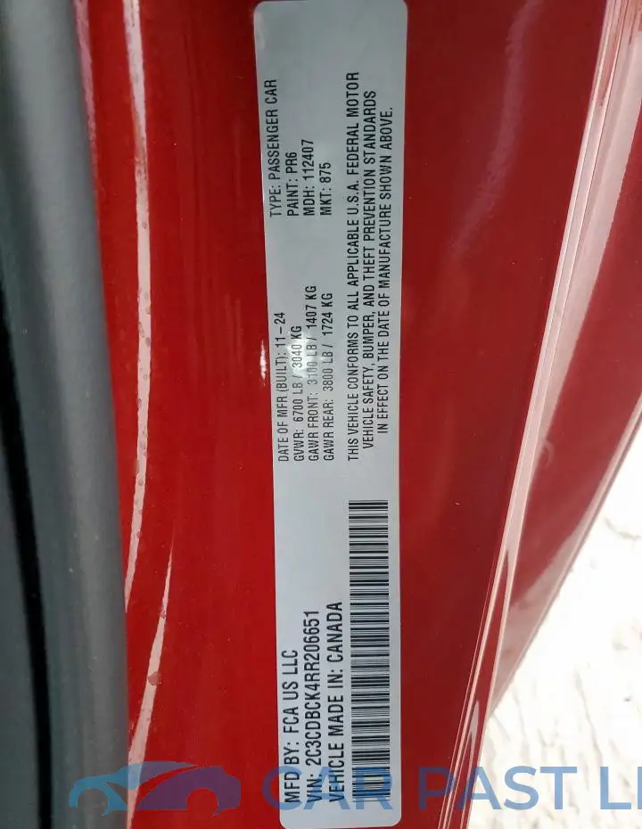 2C3CDBCK4RR206651# 12