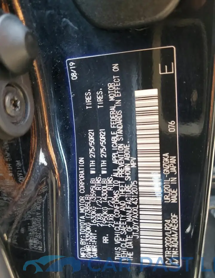 JTJDY7AXXL4312075# 13