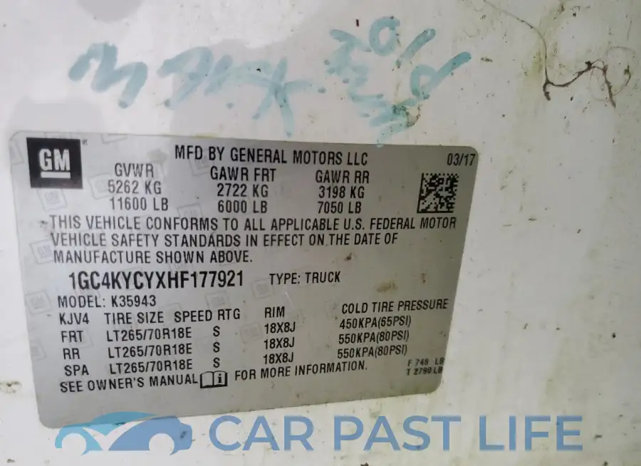 1GC4KYCYXHF177921# 12