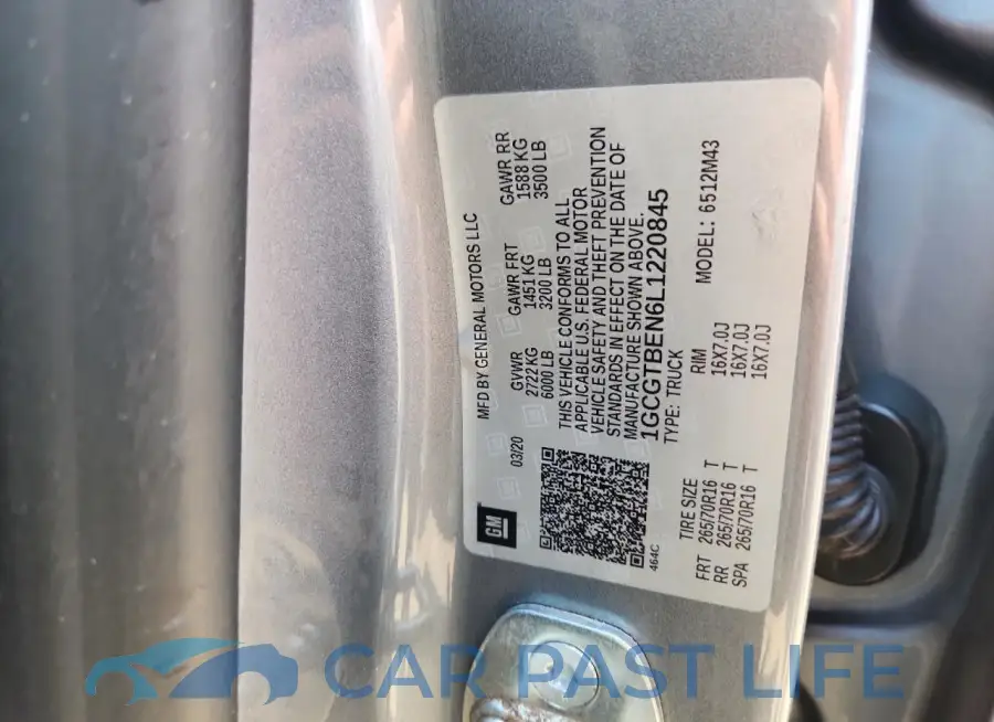 1GCGTBEN6L1220845# 12