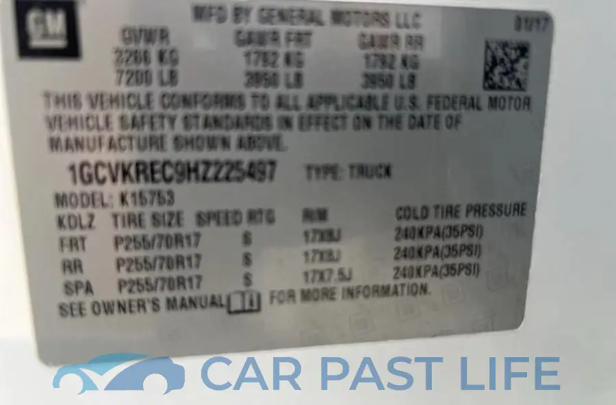 1GCVKREC9HZ225497# 10