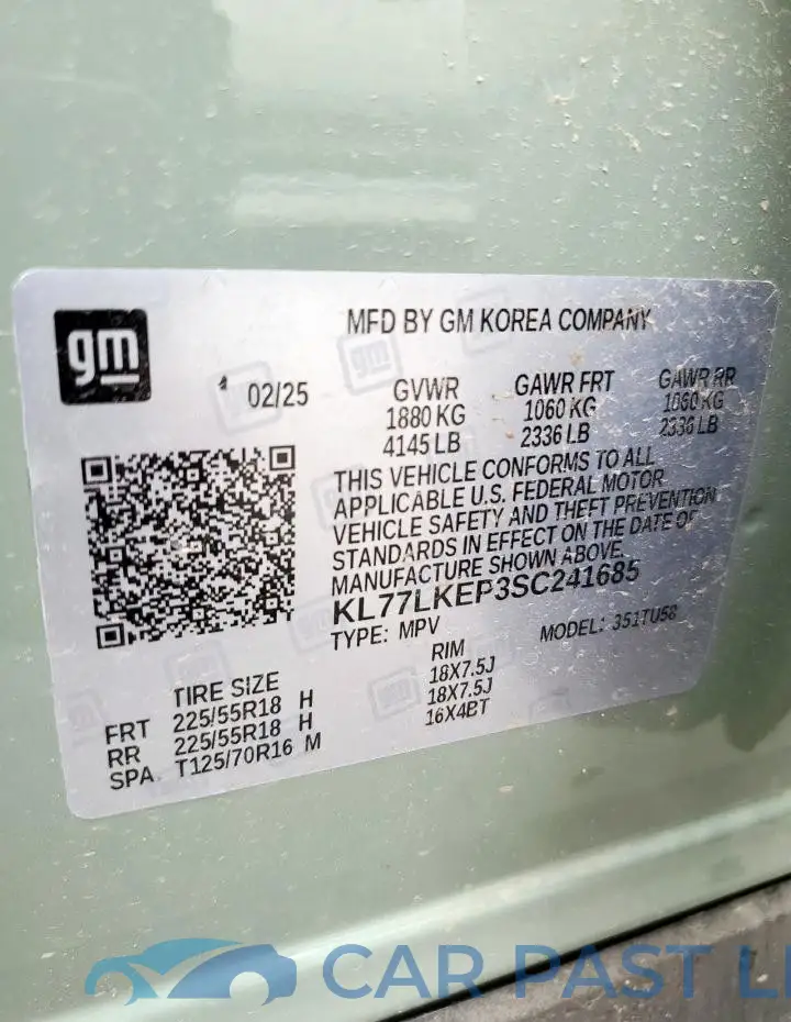 KL77LKEP3SC241685# 13
