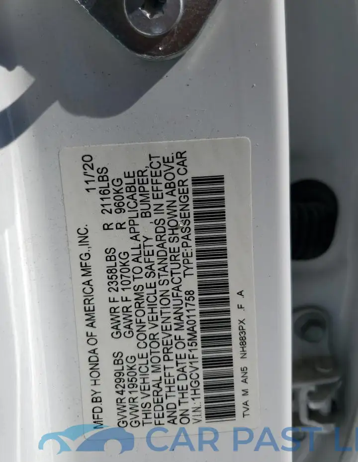 1HGCV1F15MA011758# 12