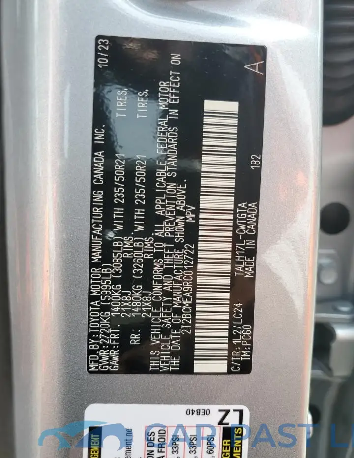 2T2BCMEA9RC012722# 13