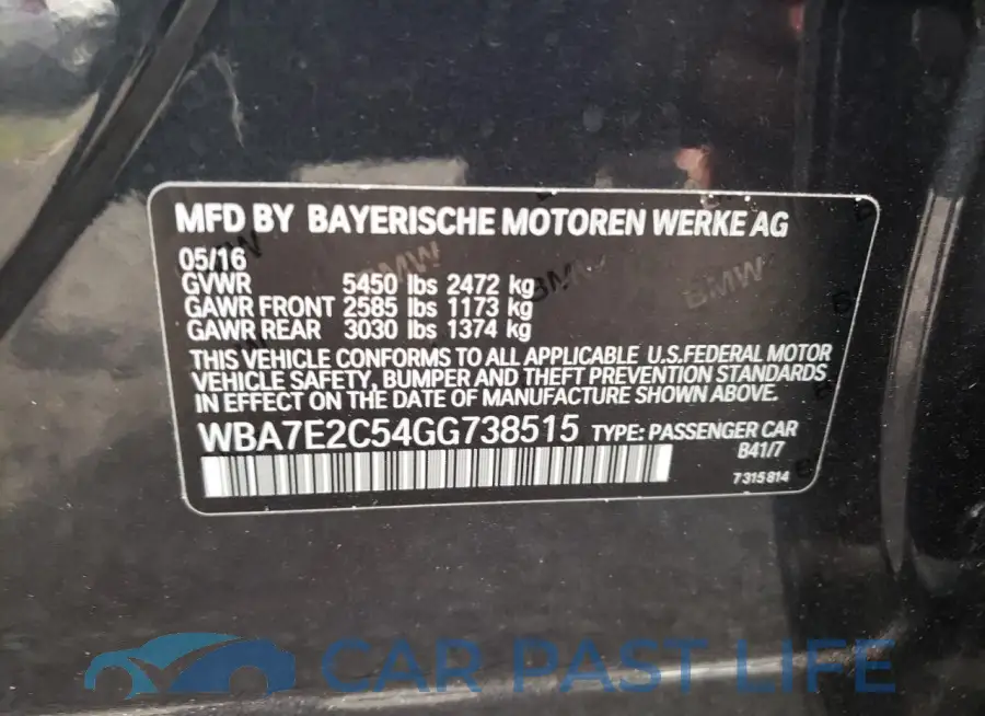WBA7E2C54GG738515# 12