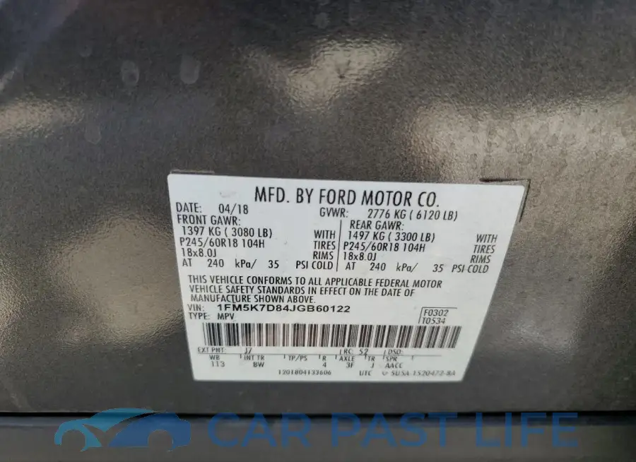 1FM5K7D84JGB60122# 13
