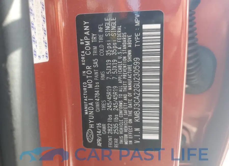 KM8J3CA22GU230599# 13