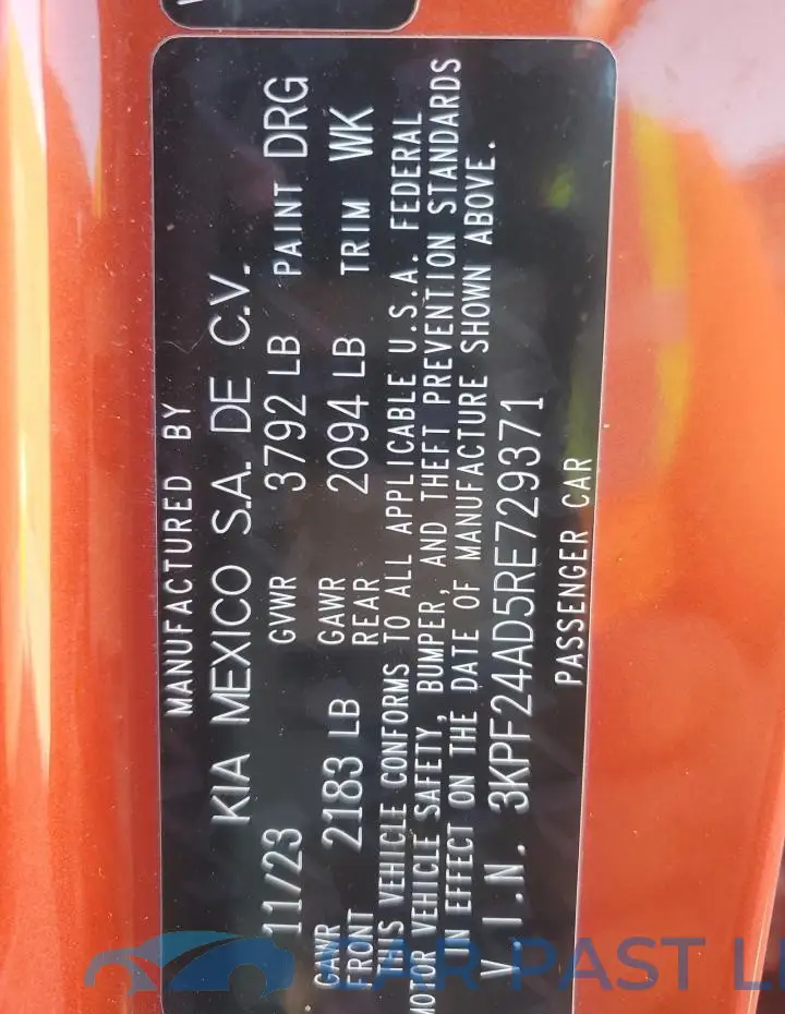 3KPF24AD5RE729371# 12