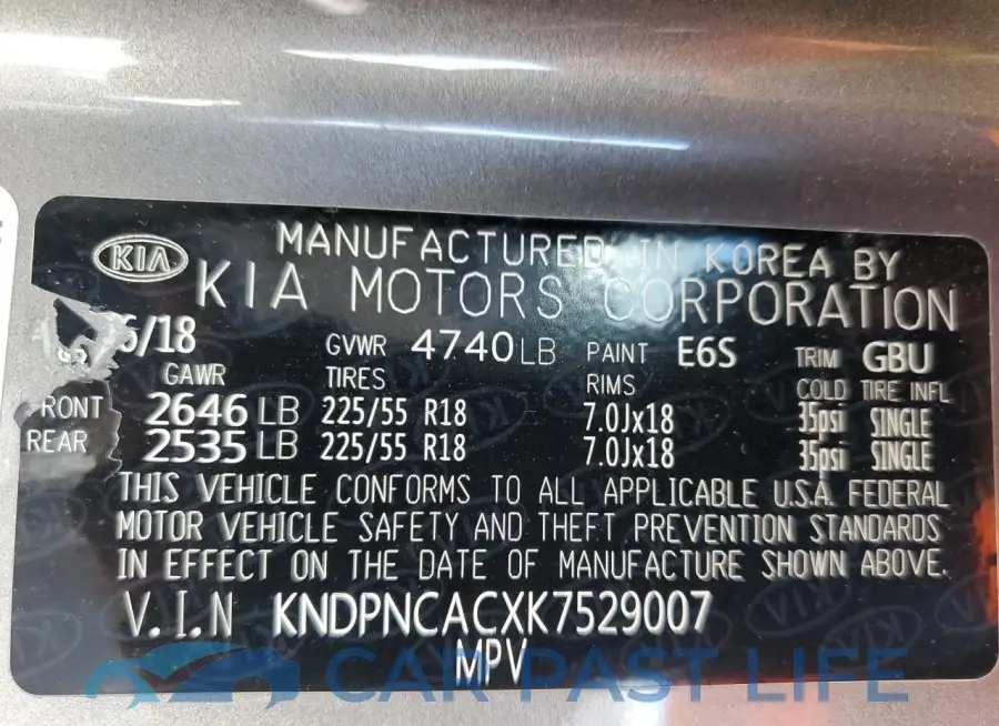 KNDPNCACXK7529007# 14
