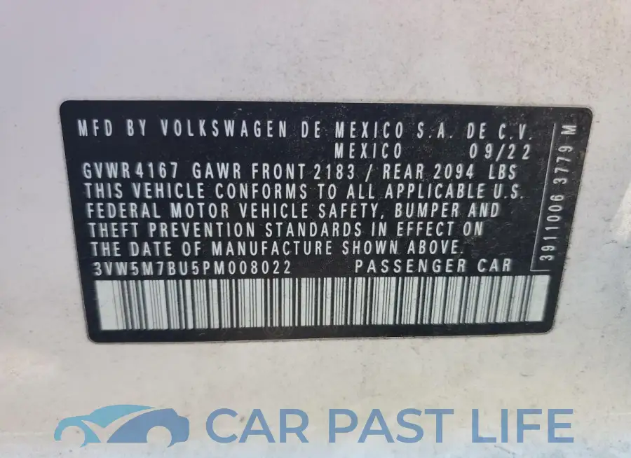 3VW5M7BU5PM008022# 12