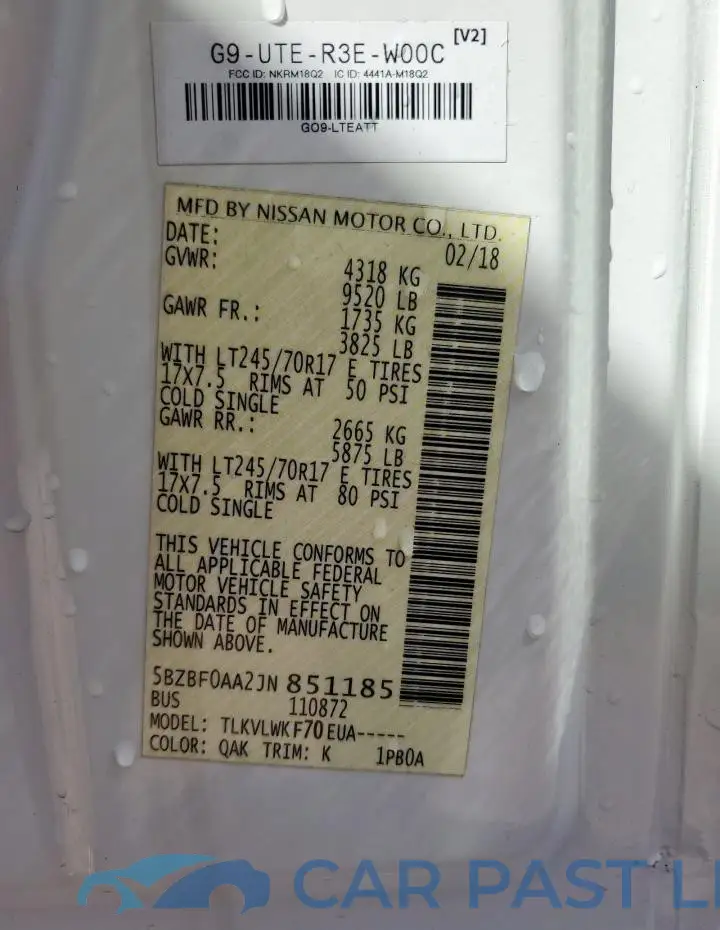 5BZBF0AA2JN851185# 13