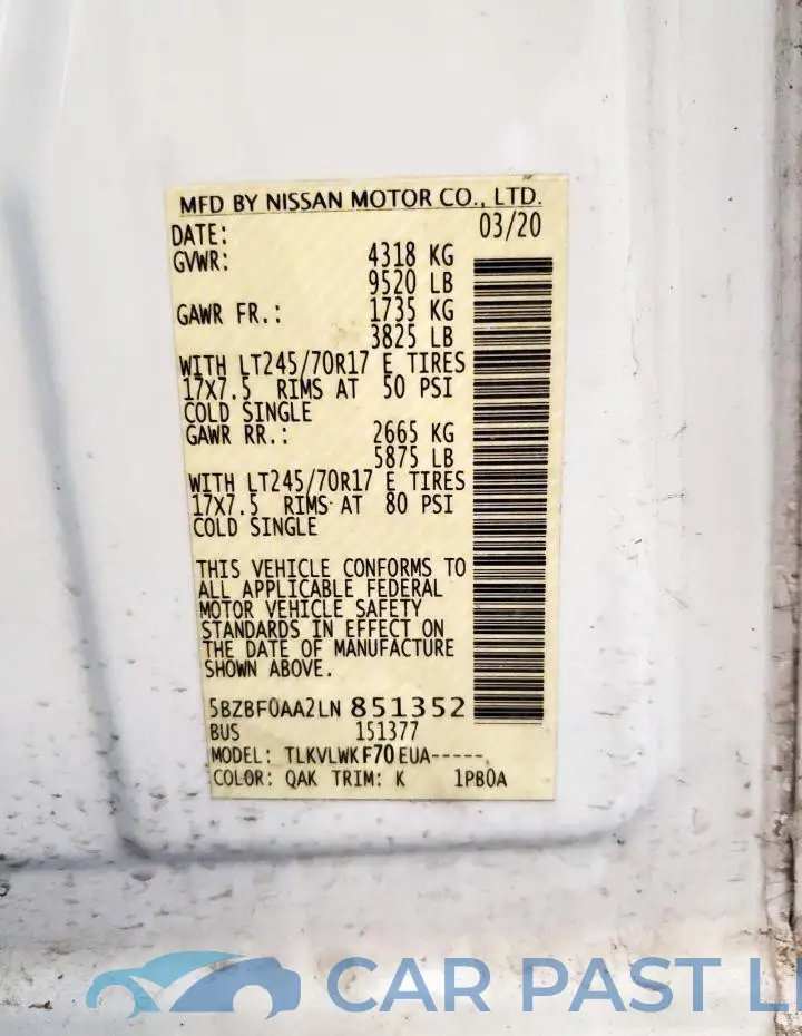 5BZBF0AA2LN851352# 13