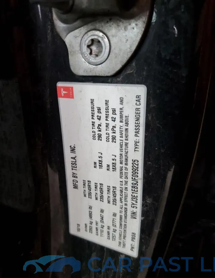 5YJ3E1EB9JF099225# 12
